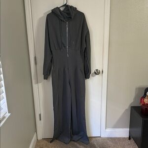 SHEIN Charcoal Gray Hooded Jumpsuit